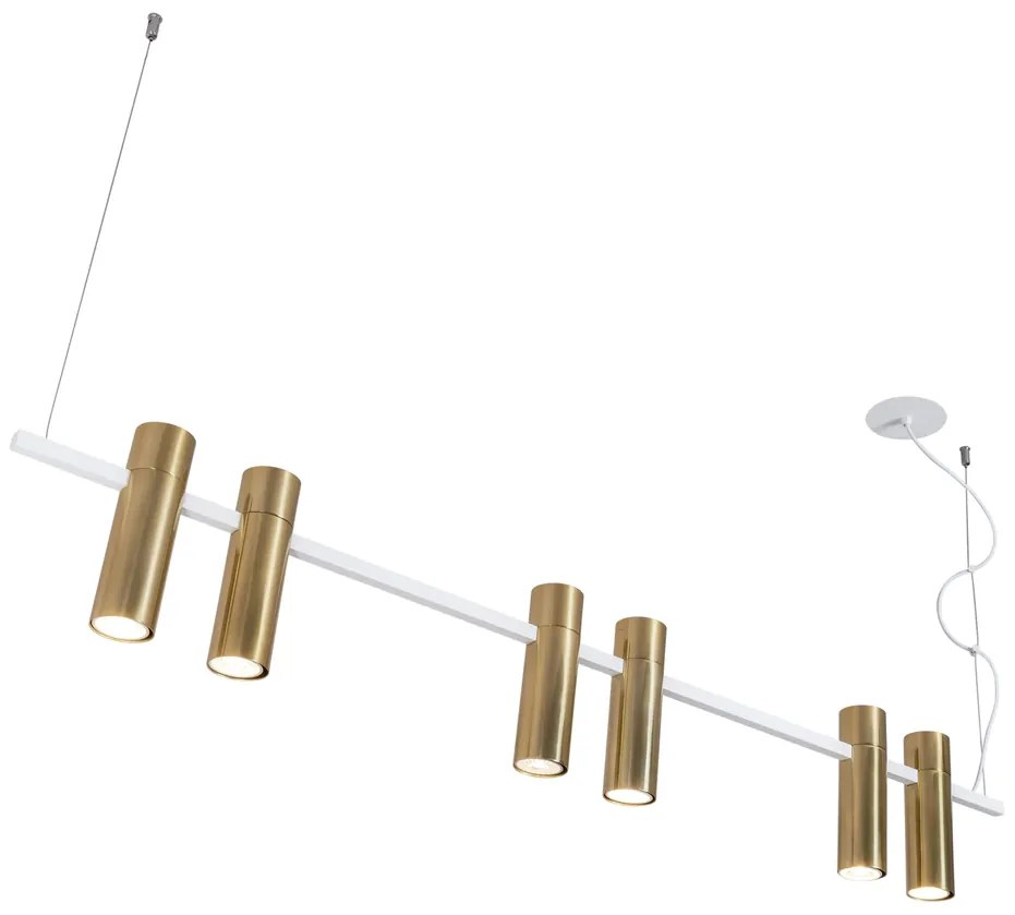 Pendente Tubetto 5,7X20X130Cm Focos Em Pares 6Xmr16 - Usina 16961/6 (OX-P - Ônix Polido Brilho Verniz)
