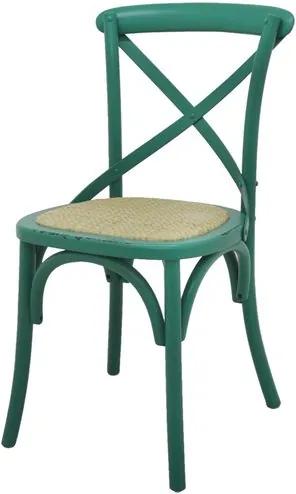 Cadeira Katrina Madeira Assento em Rattan Cor Verde - 18879 Sun House