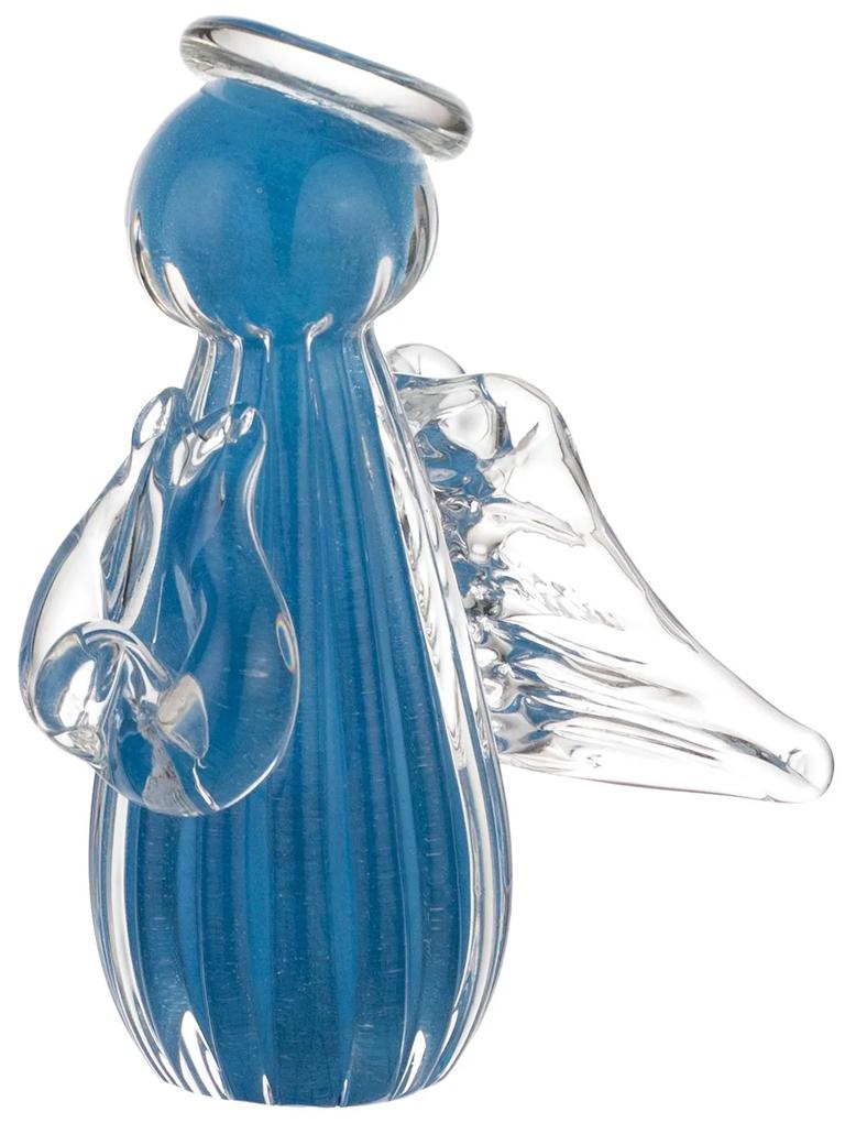 Mini Anjo Uriel Cristal Murano G  Azul Claro