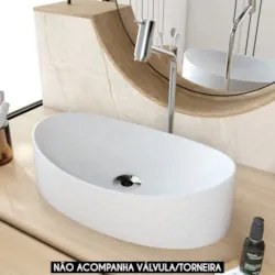 Cuba Pia Para Banheiro Oval Canoa 46cm Tânia C08 Branco Granit - Mpoze