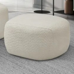 Puff Decorativo Orgânico Para Living Donk L08 Bouclê Branco  - Mpozena