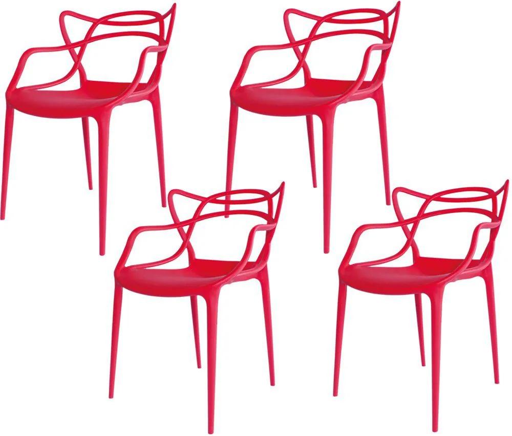 Kit 04 Cadeiras Decorativa Amsterdam Vermelho - Facthus