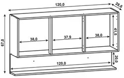 Armário Aéreo 120cm 3 Portas Lina K02 Supremo/Freijó - Mpozenato