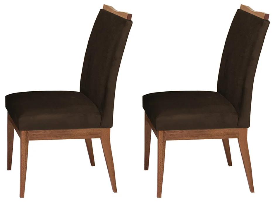 Conjunto 2 Cadeiras Decorativa Leticia Veludo Marrom