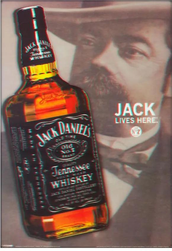 Poster 3d Jack Daniels Lives Here 50x70cm Com/sem Moldura