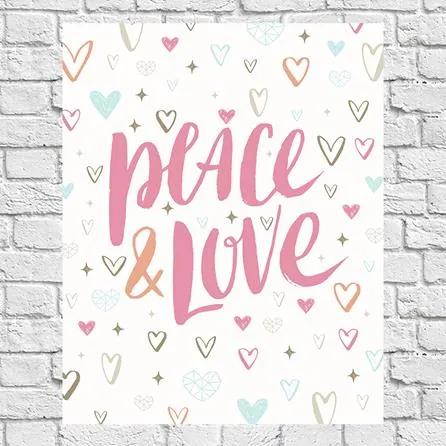 Quadro Decorativo Paz E Amor Coração 16683