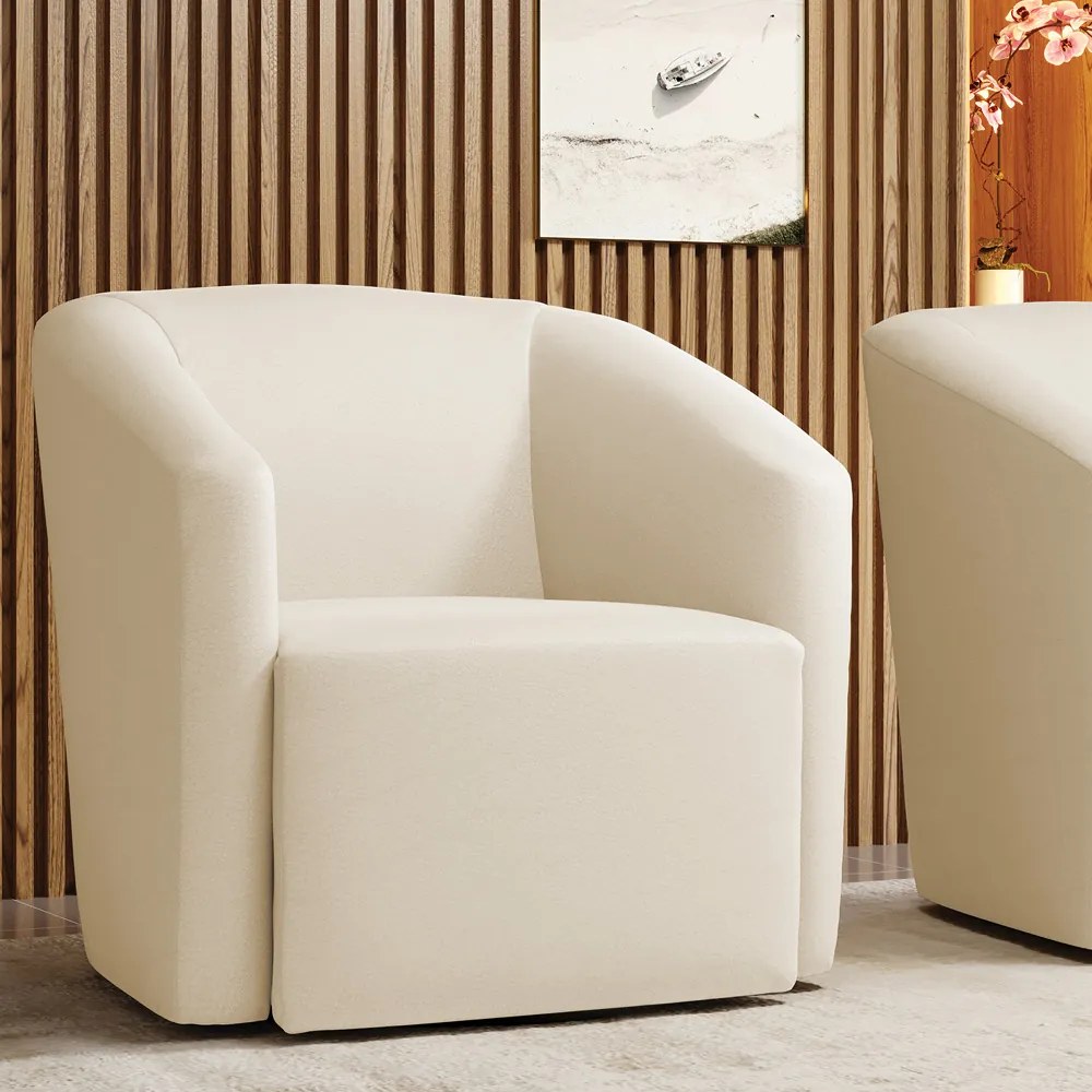 Poltrona Decorativa Base Giratória Stella Max Sintético D03 - D'Rossi - Bege