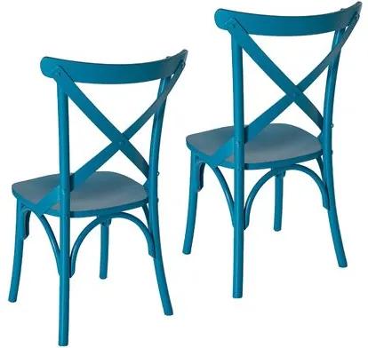 Kit 2 Cadeiras Paris Estilo Vintage em Madeira Maciça - Pintura Laca Azul