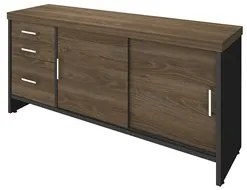 Conjunto Escritório 3 Peças Mesa 158cm Corp A06 Charuto/Preto - Mpozen