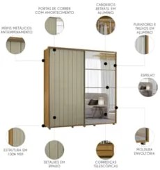 Guarda Roupa Casal 230cm Com 2 Portas Verbena Opala/Cumaru Z10 - Mpoze