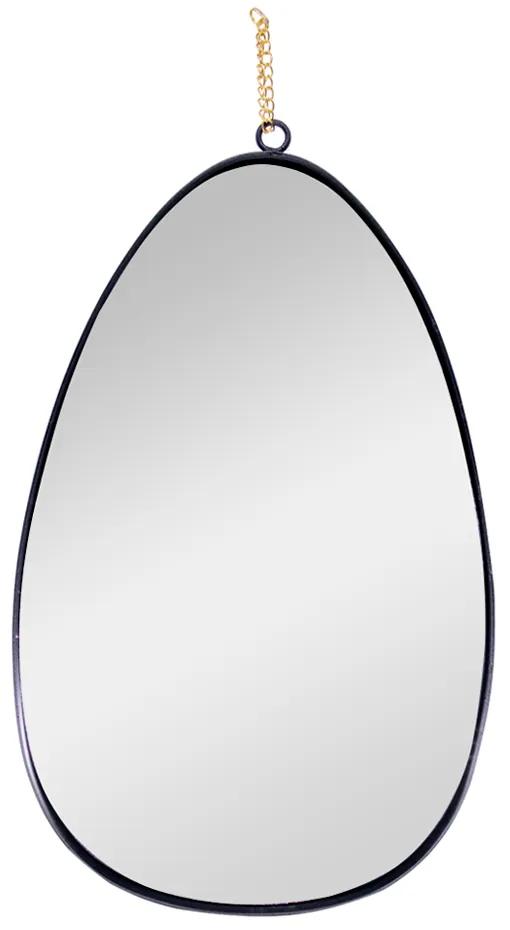Espelho Decorativo em Metal Preto com Alça Corrente Dourado 31 cm F04 - D'Rossi