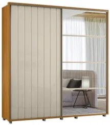 Guarda Roupa Casal 230cm Com Espelho Verbena Off/Cinamomo Z10 - Mpozen