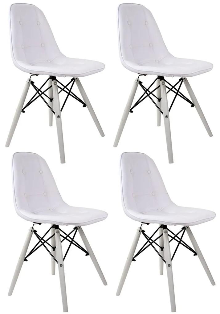Conjunto 4 Cadeiras Botonê Branca Com Pé Branco DSW - Empório Tiffany