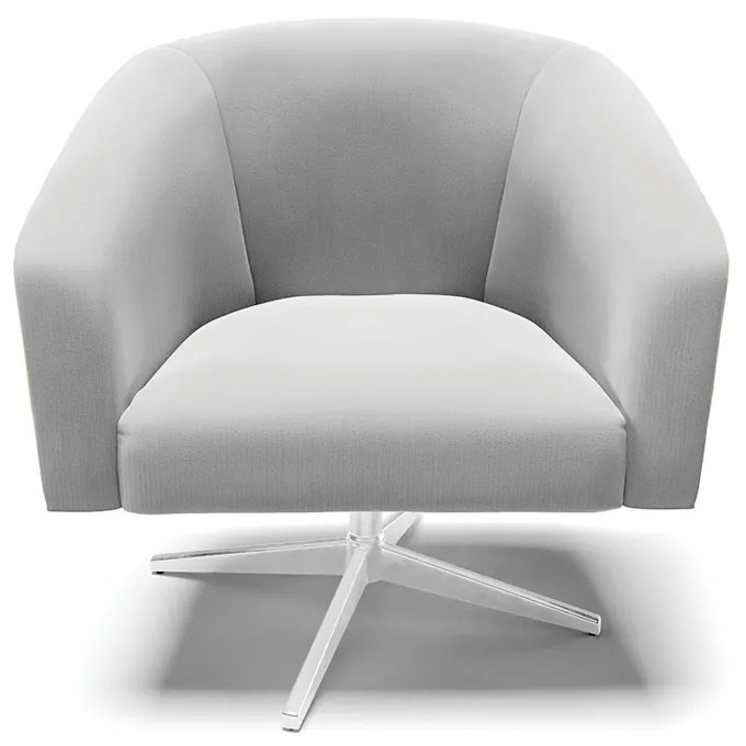 Poltrona Decorativa Giratória Cromada Stella Suede D03 - D'Rossi - Cinza