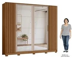 Guarda Roupa Casal 4 Portas 8 Espelhos Jacarandá Flex Jatobá/Fendi - A