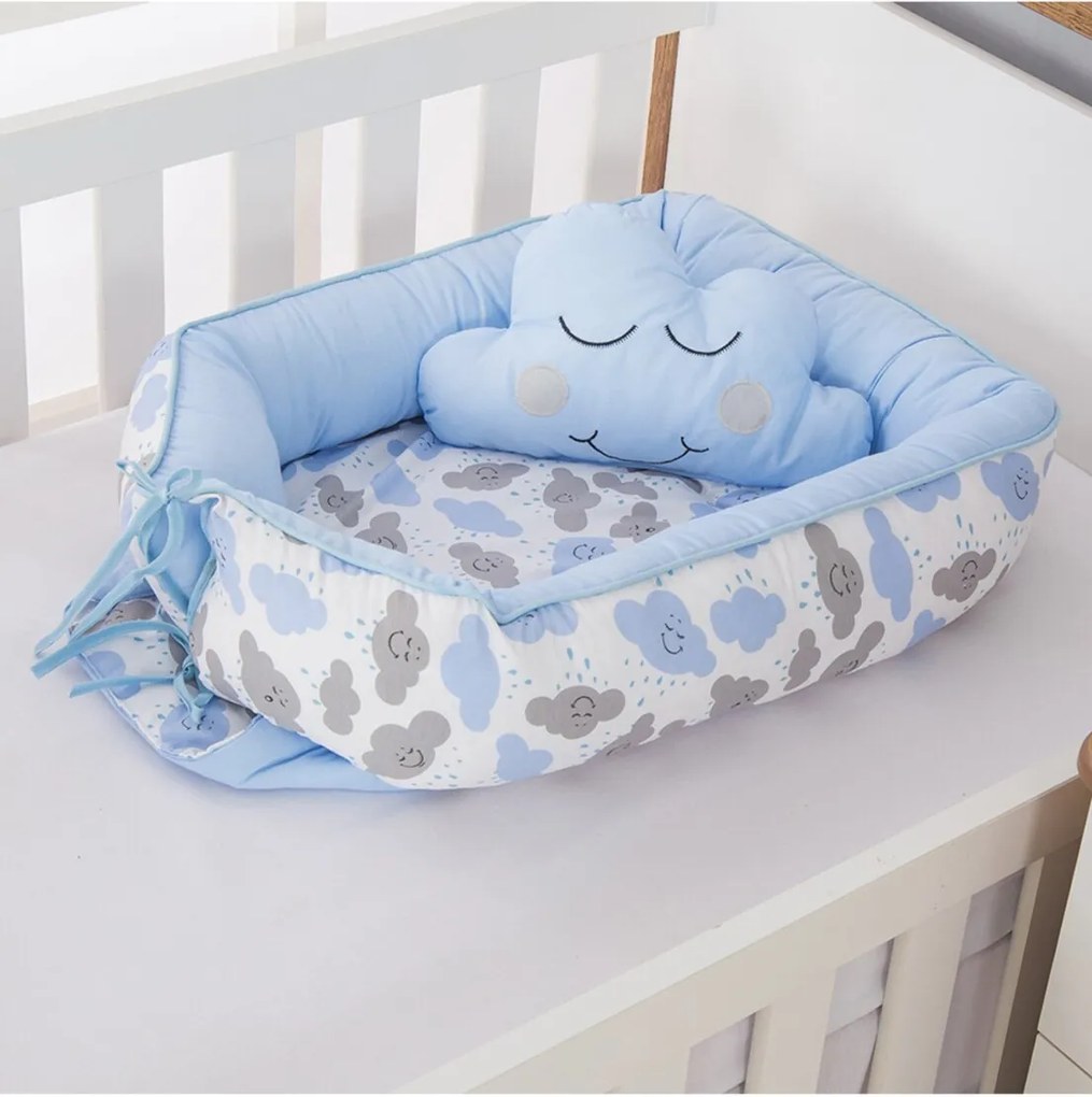Ninho Redutor de Berço Dôda Baby Nuvem Azul Bebê 2 Peças