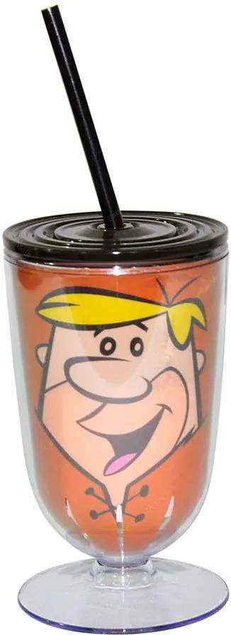 Taça Hanna Barbera Flintstones Barney 550 ml Fundo Marrom em Acrílico