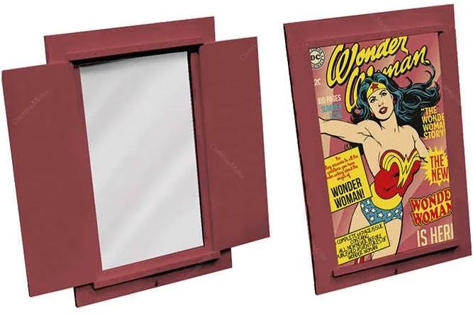 Espelho com Porta DC Comics Wonder Woman Cover Page em Madeira - Urban
