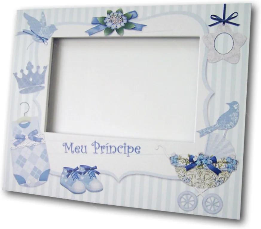 Porta-Retrato Meu Príncipe Azul e Branco em MDF - 24x19 cm