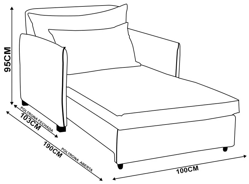 Poltrona Cama Retrátil Solteiro com Rodízio Cloe Bouclê E03 - D'Rossi - Azul Marinho