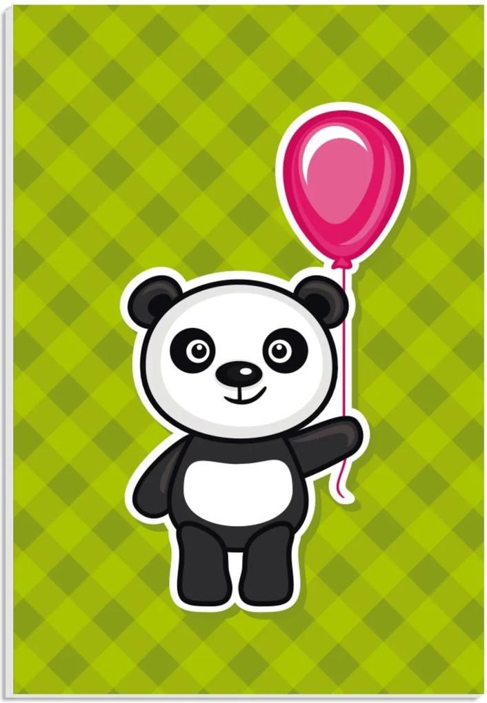 Placa de Bancada Decorativa Panda Segurando BalÁo 30x20cm