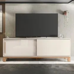 Rack Bancada Para TV 65 Pol 180cm Lucca Off White/Freijó C01 - Mpozena
