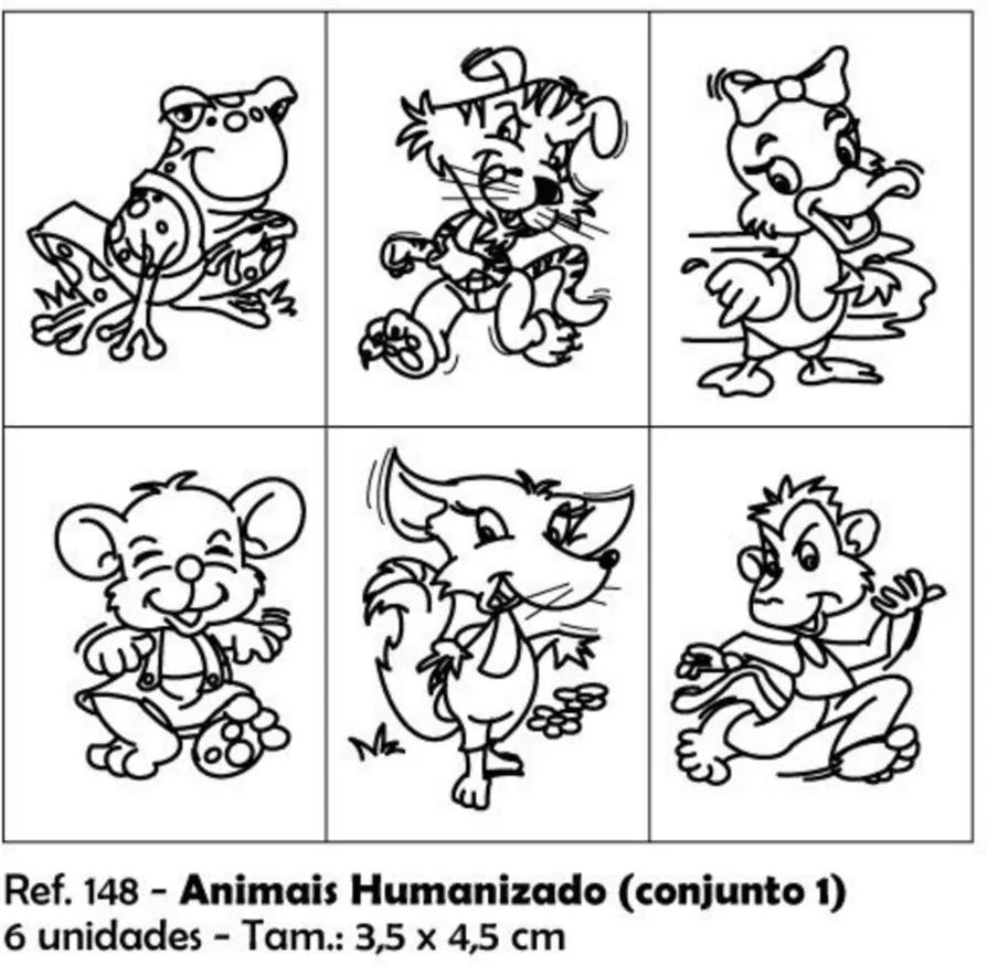 Carimbos Pedagógicos Animais Humanizados 35x45cm Conjunto 1 - Jottplay