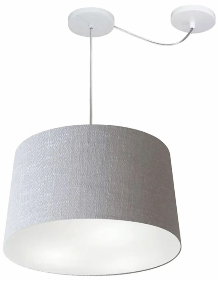 Lustre Pendente Cone Com Desvio de Centro Vivare Md-4281 Cúpula em Tecido 40x45cm - Bivolt