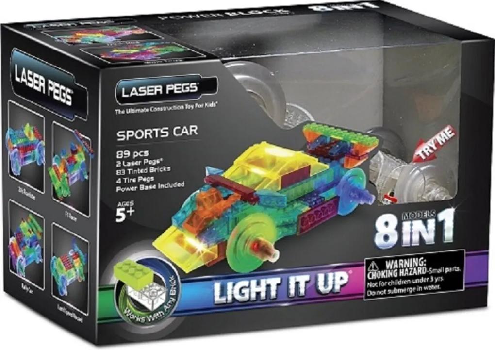 Blocos de Montar Laser Pegs Carro Esporte 8 em 1 Branco