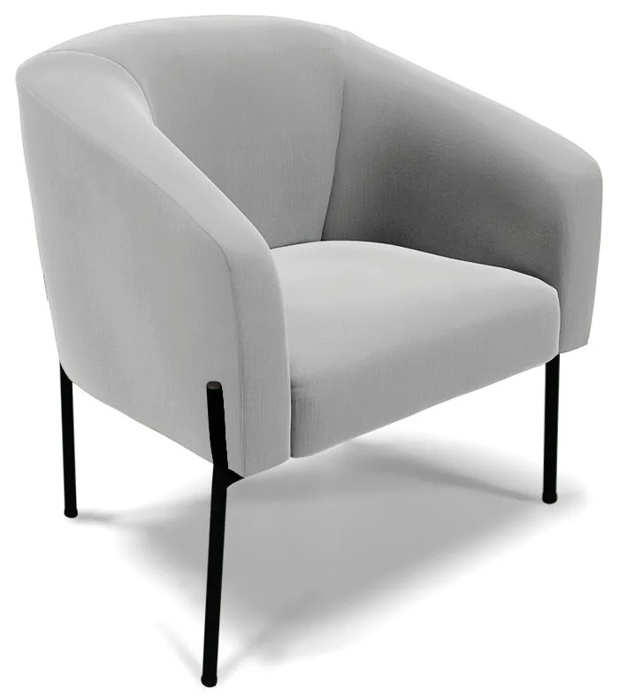 Poltrona Decorativa Pé de Ferro Preto Stella Suede Cinza D03 - D'Rossi