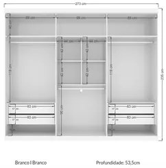 Guarda Roupa Casal Com Espelho 6 Portas Versalhes Branco - Santos Andi