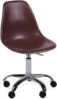 Cadeira Decorativa Cromada com Rodízios, Café, Eames