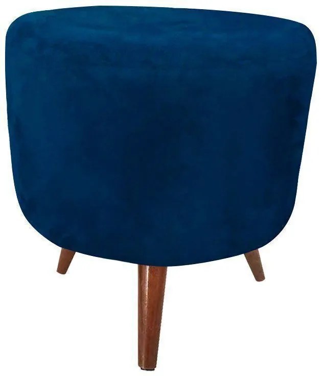 Puff Banqueta Decorativa Dora Redondo Suede - S06 - Azul Marinho