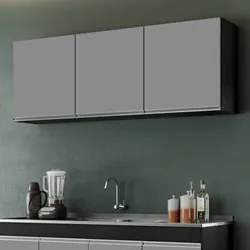 Armário Aéreo de Cozinha 150cm 3 Portas Argélia Preto/Cinza - Lumil Mó