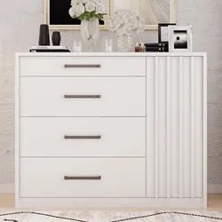 Cômoda 4 Gavetas e 1 Porta Ripada Pallas C01 Branco - Mpozenato