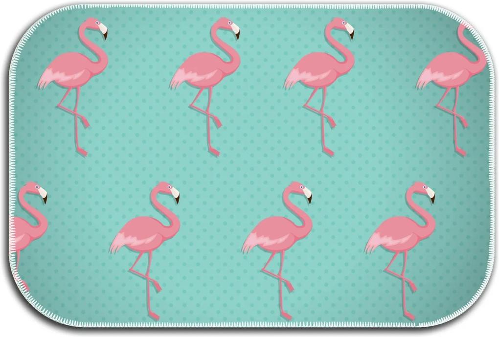 Tapete Decorativo Wevans  Flamingos 40cm X 60cm Turquesa