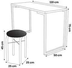 Conjunto Mesa de Cozinha Prattica Industrial 120cm com 4 Banquetas F02