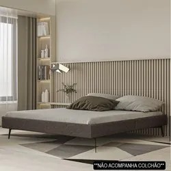 Cama Casal Queen 165cm Pés Metálicos Elisa S05 Linho Marrom - Mpozenat