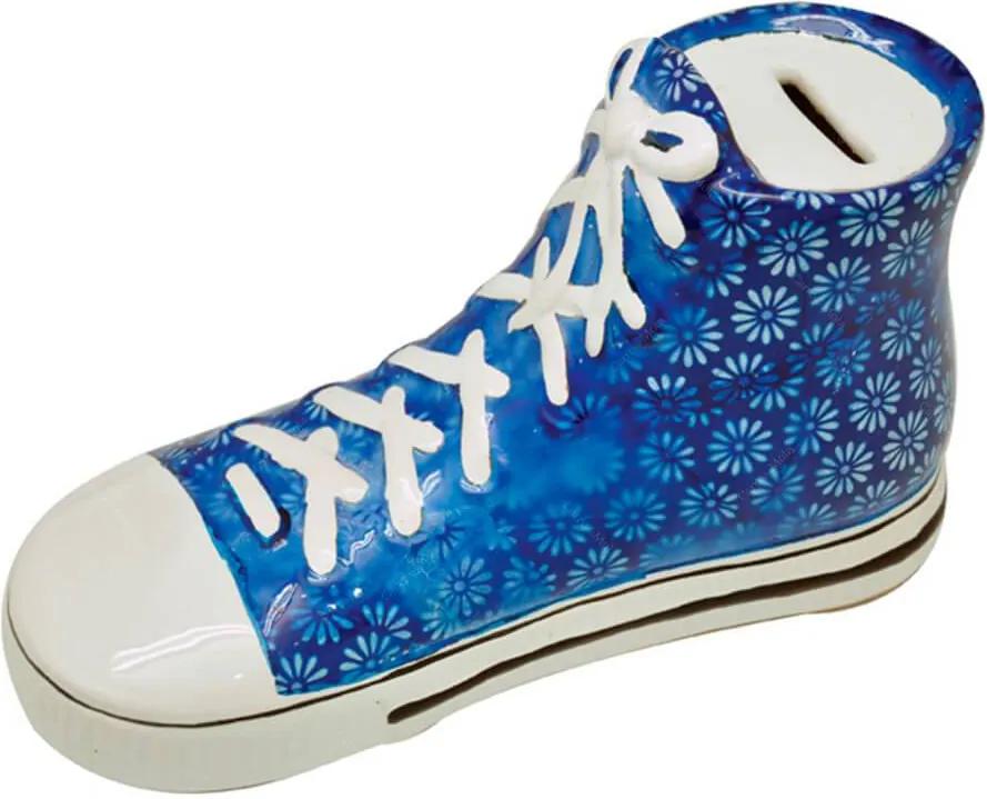 Cofre Decorativo Tennis Shoes Azul com Flores em Cerâmica - Urban