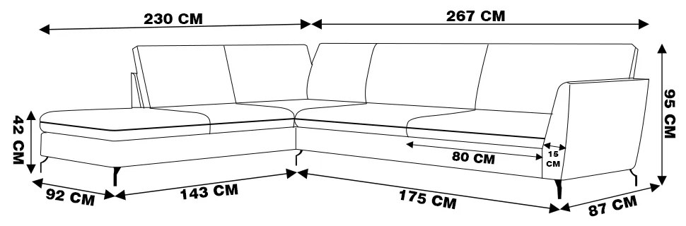 Sofá de Canto Chaise Esquerdo 267 cm Olívia Suede Cinza G52 - Gran Belo