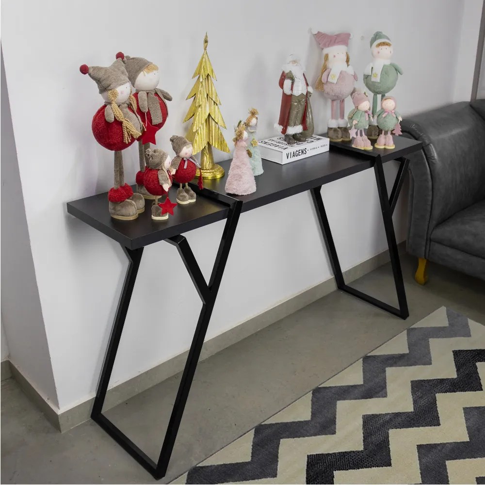 Aparador para Sala Industrial 138cm Brooklyn Preto L06 - D'Rossi