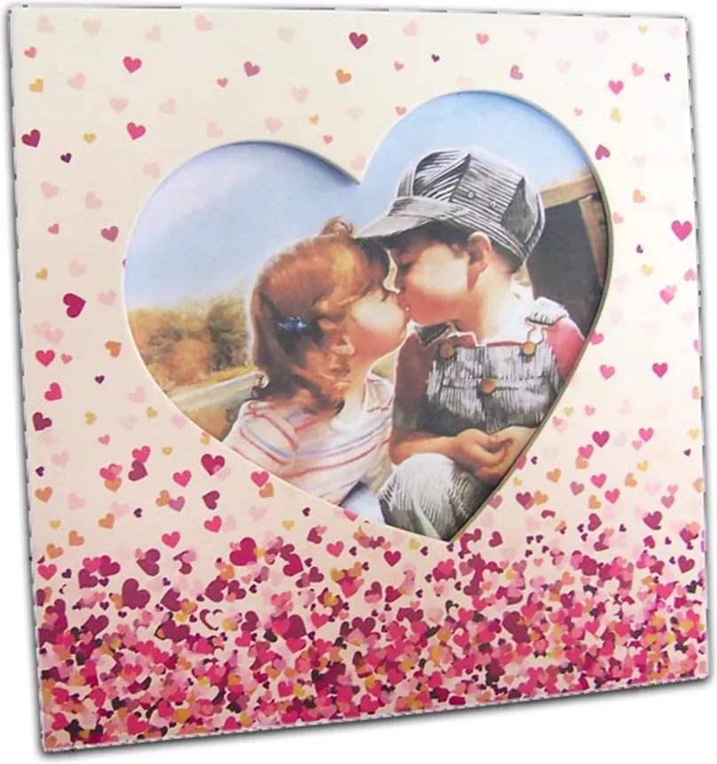 Porta-Retrato Corações Rosa em MDF - 20x20 cm