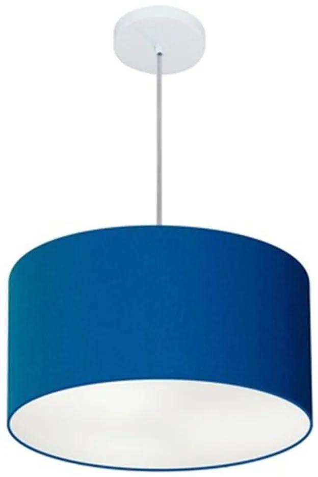 Lustre Pendente Cilíndrico Vivare Md-4099 Cúpula em Tecido 40x25cm - Bivolt - Azul-Marinho - 110V/220V