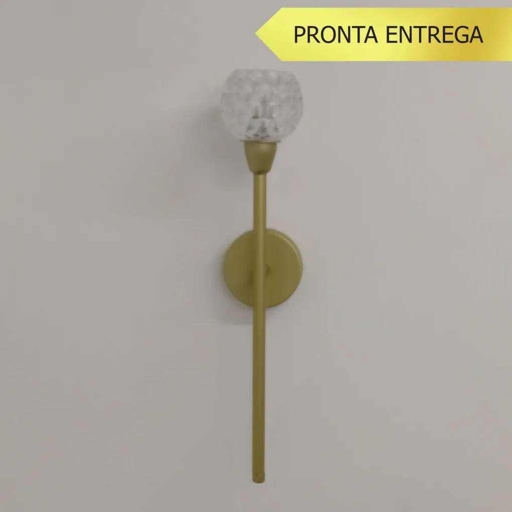 Arandela Amora Long Vidro Cristal Ø8X41Cm Alumínio 1Xg9 - Qimporta Ar2... (DOURADO BRILHO)