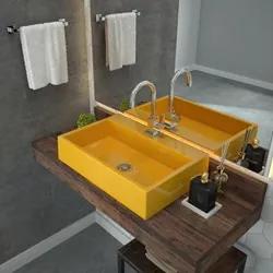 Cuba Pia De Apoio Para Banheiro Retangular Florenza RT55 Amarelo C08 -