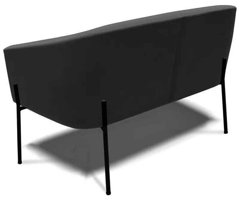 Sofá 2 Lugares Namoradeira Pé de Ferro Preto Stella Suede D03 - D'Rossi - Preto