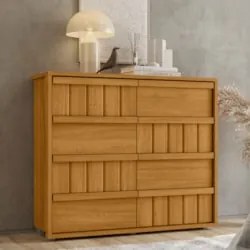 Cômoda Para Quarto Com 8 Gavetas 136cm Avila Cinamomo Z10   - Mpozenat