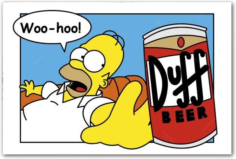 Placa Decorativa Homer Simpson Cerveja Duff Média em Metal - 30x20cm