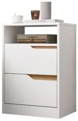 Mesa de Cabeceira 2 Gavetas Sole Flex Branco/Freijó - Albatroz