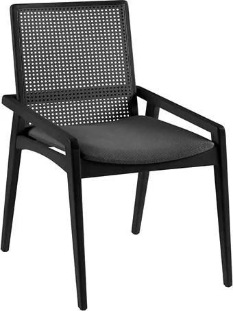 Cadeira Logan em Madeira Maciça C/Tela Natural - Premium Preto